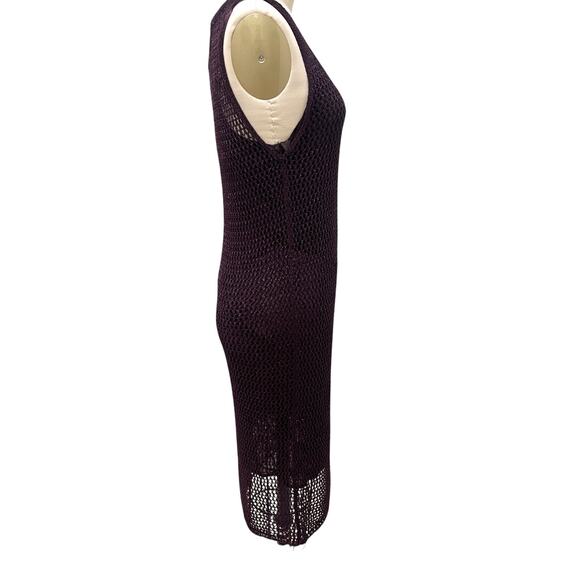 NWT Mango MNG Lurex openwork knit dress Burgundy Size Small - Picture 3 of 13